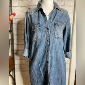 GAP Denim Shirt dress, long sleeves, knee length.